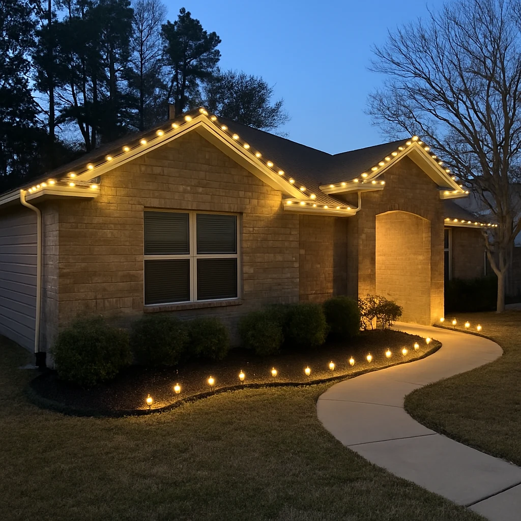 Exterior Christmas Light specialist serving a Manor property